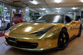 フェラーリ458イタリア ゴールドラッピング カスタム フルラッピング　LEDカスタム